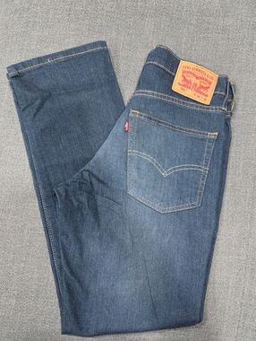 Levi's Men's Blue Straight-Leg Jeans with Tan Patch